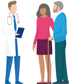 Dokter in gesprek met pati&euml;ntpaar