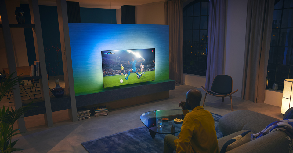 Sportwedstrijd met OLED TV