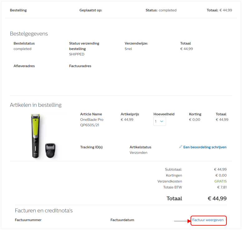 Download invoice dutch