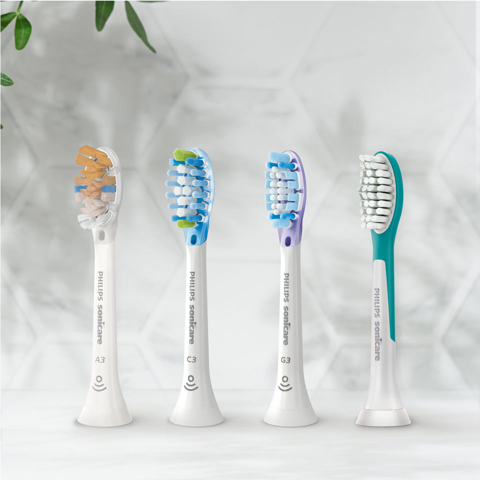 Sonicare-opzetborstels op een werkblad