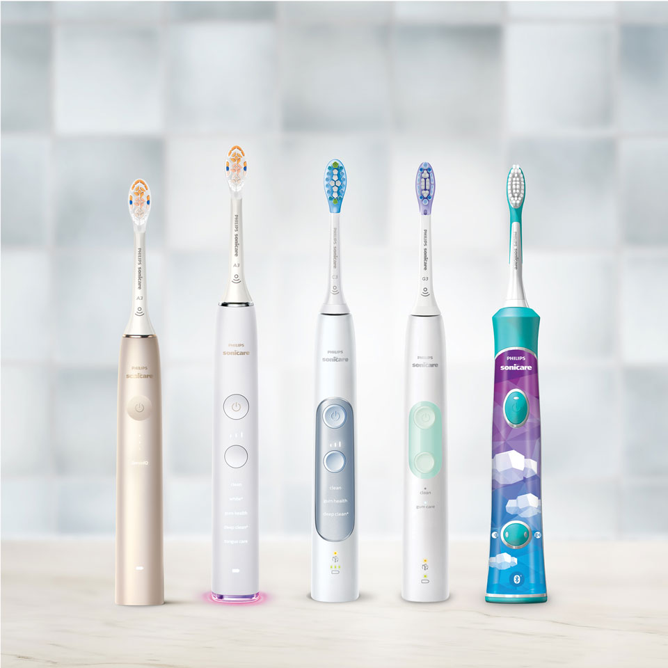 Sonicare elektrische tandenborstels op een werkblad