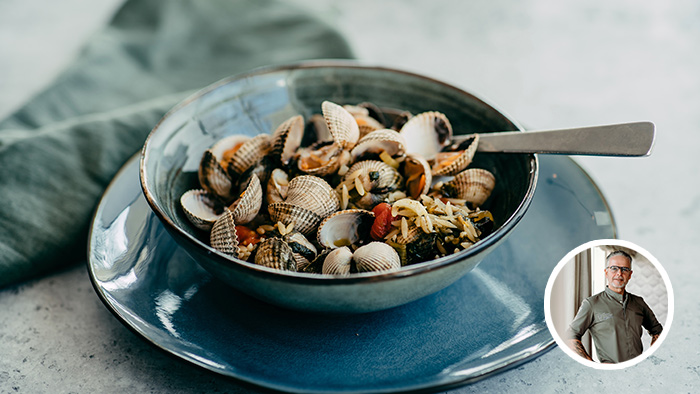 Orzo met kokkels