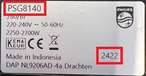 PSG8140-productplaatje met codenummer 2422
